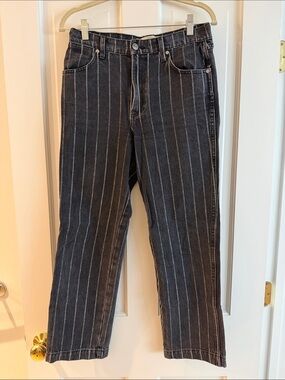 Reformation Women’s black Jeans with White Pinstripes